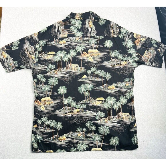 Windham Pointe Shirt Mens Large Black Hawaiian Button Up Resort Flowy Top - Picture 2 of 11